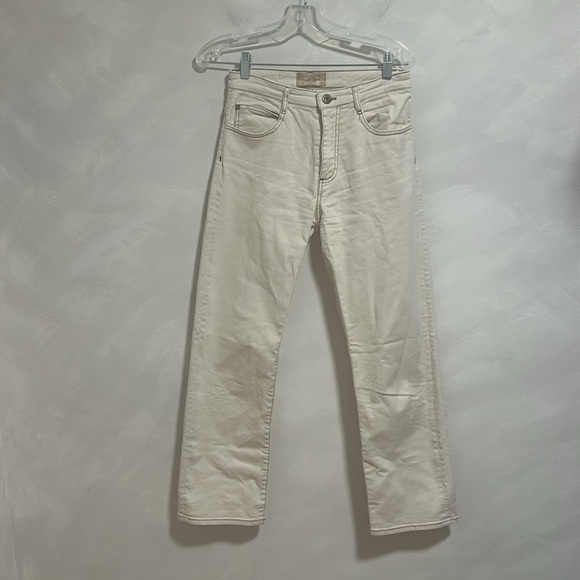 Sessun Marino high rise jean size 36 small white ecru brown contrast stitching - Picture 3 of 10